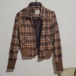 Brown Plaid Bomber Jacket